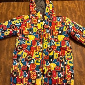DC red yellow blue ski jacket